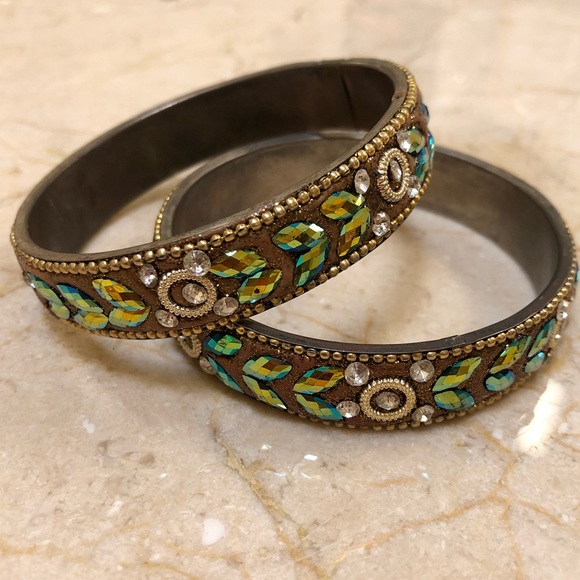 Other - ✨SALE✨ Brown Gold and Blue Bangle Pair